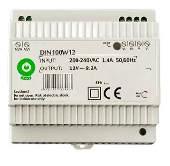 LED napájecí zdroj POS DIN100W12 12V 100W na DIN lištu s pasivním chlazením a svorkovnicí